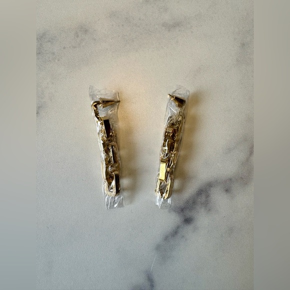NEW 12K Eddie Borgo Gold Plated Supra Link Drop Earrings - Picture 4 of 4